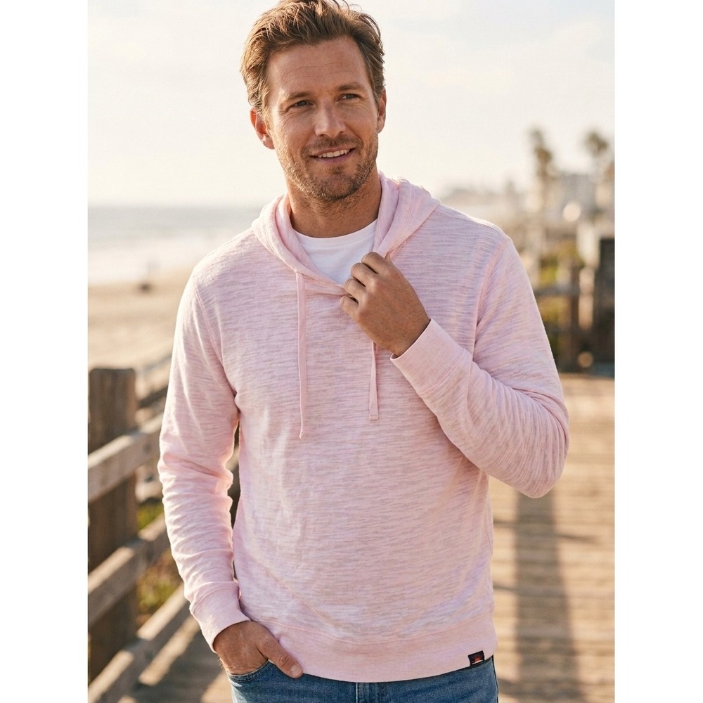 Faherty Sunwashed Hoodie Mens L Pink Organic Cotton Pullover